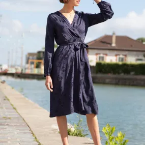 Robe mi-longue bleue DANA bleu marine en viscose | 3 Suisses