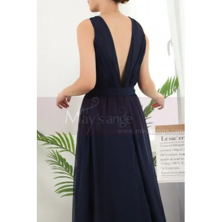 Robe Pour Mariage Invité Bleu Marine Licou Dos Nu