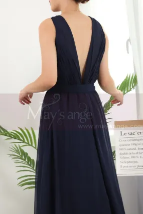 Robe Pour Mariage Invité Bleu Marine Licou Dos Nu