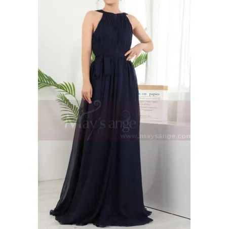 Robe Pour Mariage Invité Bleu Marine Licou Dos Nu