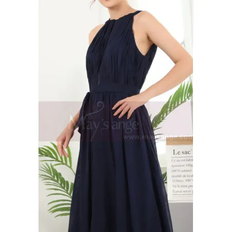 Robe Pour Mariage Invité Bleu Marine Licou Dos Nu