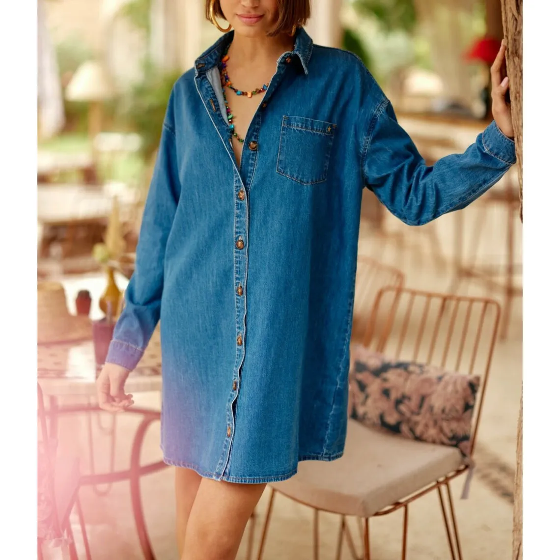 Robe RIMEN S stone en coton bleu | 3 Suisses