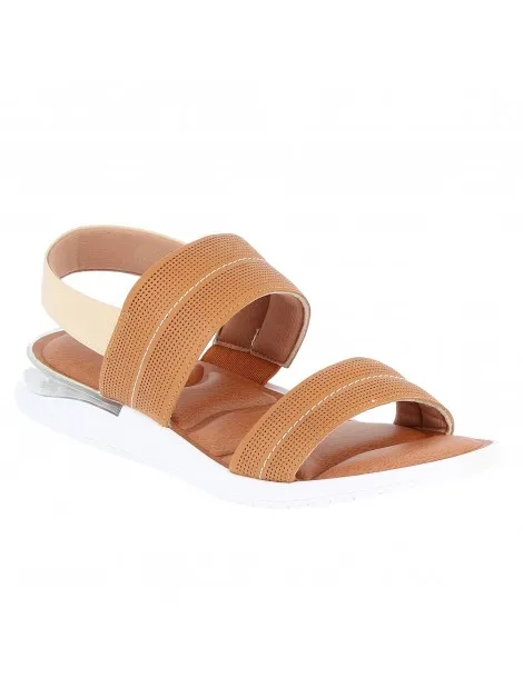 sandale double bride, bride arrière élastique cuir beige et autres