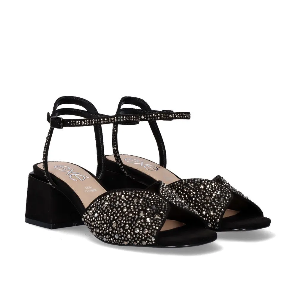 SANDALE À TALON CARMEN-137 STRASS NOIR