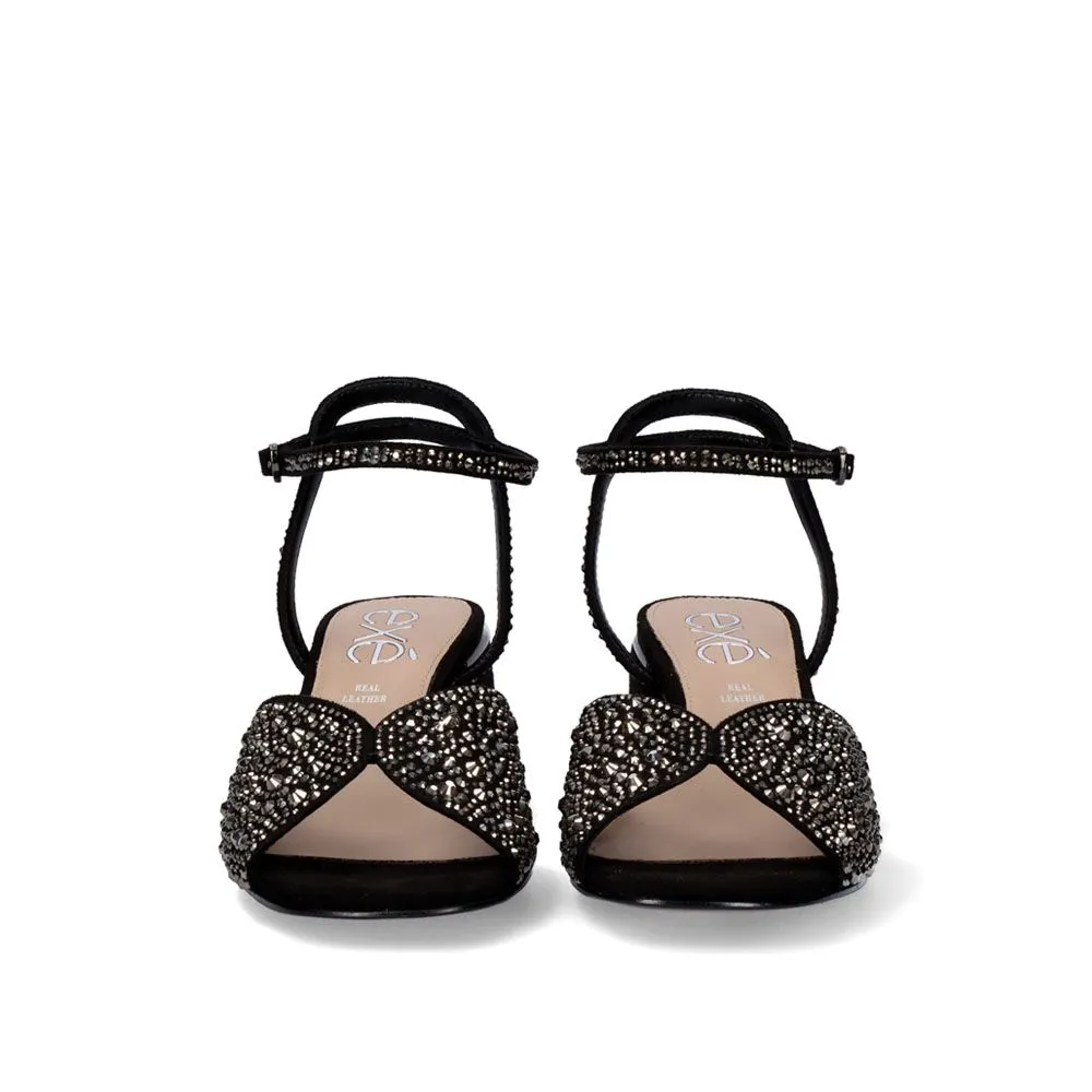 SANDALE À TALON CARMEN-137 STRASS NOIR