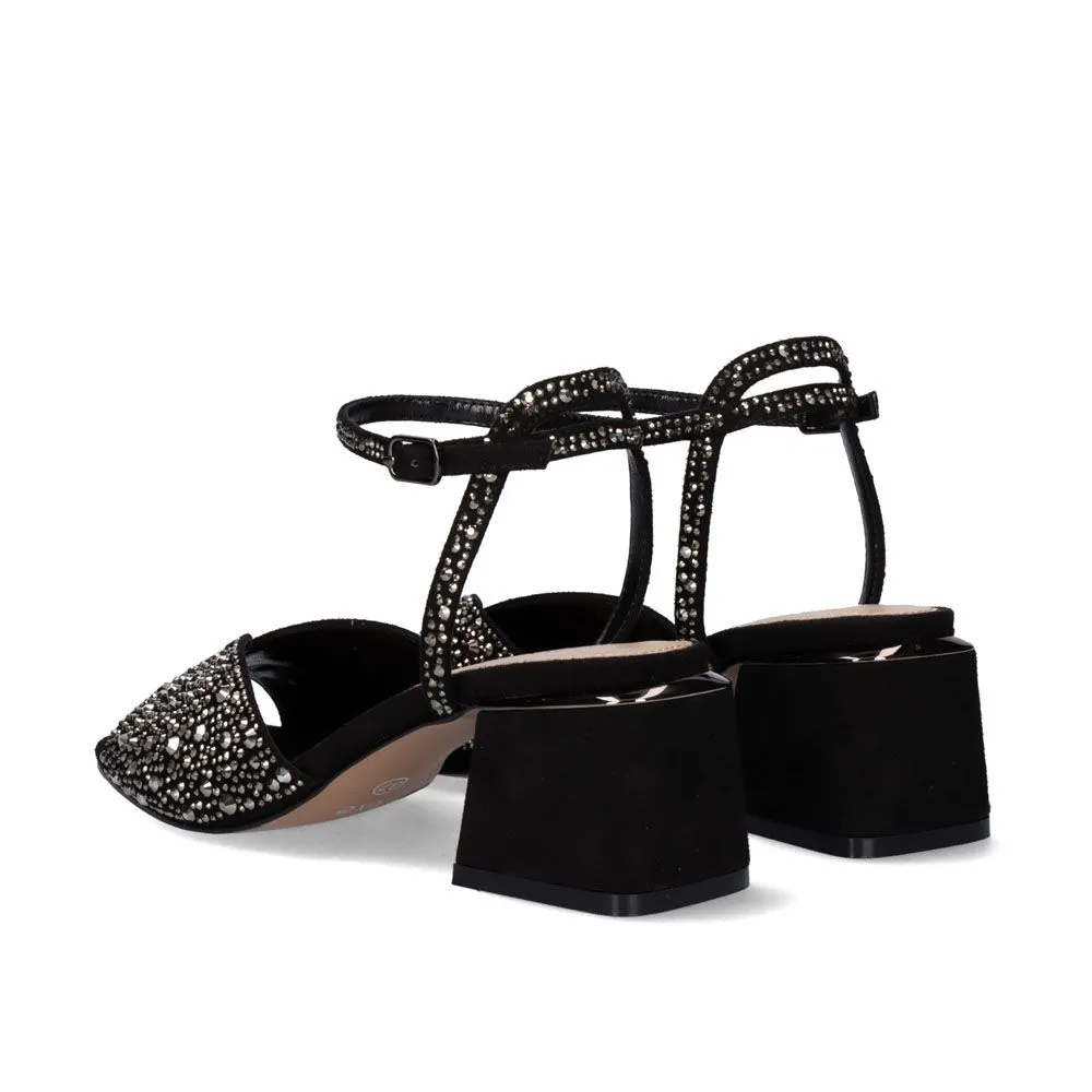 SANDALE À TALON CARMEN-137 STRASS NOIR