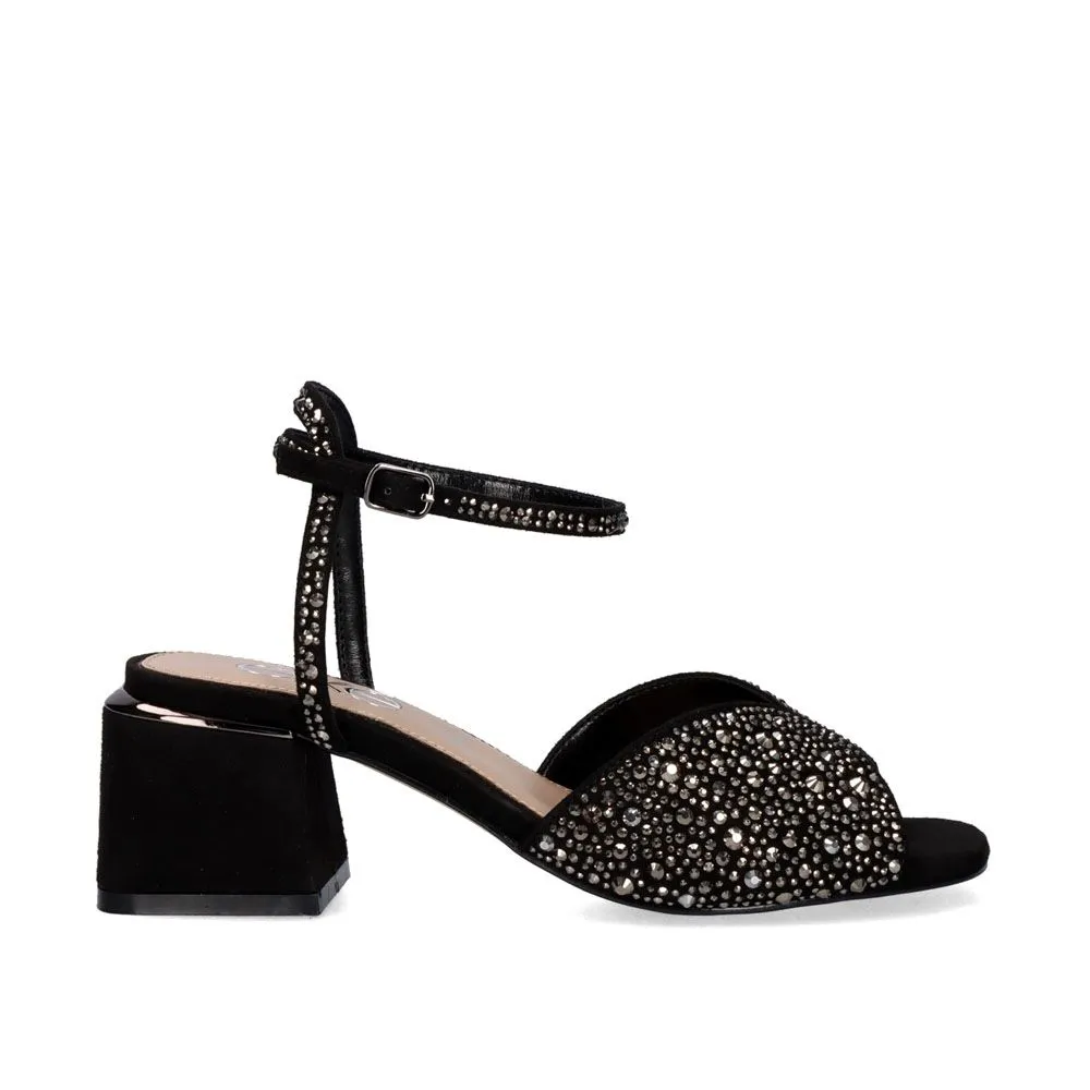 SANDALE À TALON CARMEN-137 STRASS NOIR