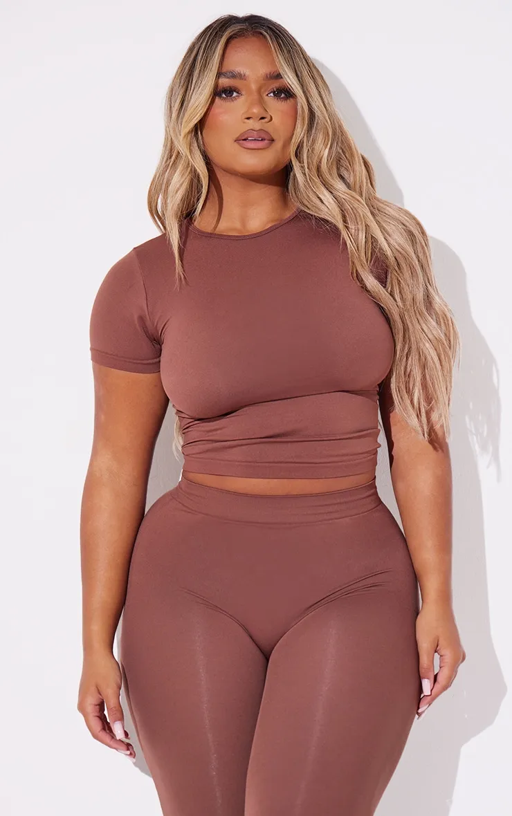 Shape T-shirt long stretch chocolat sans coutures