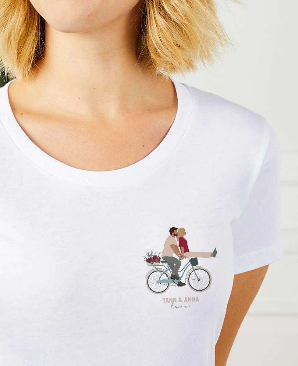 T-Shirt femme Couple à vélo personnalisé