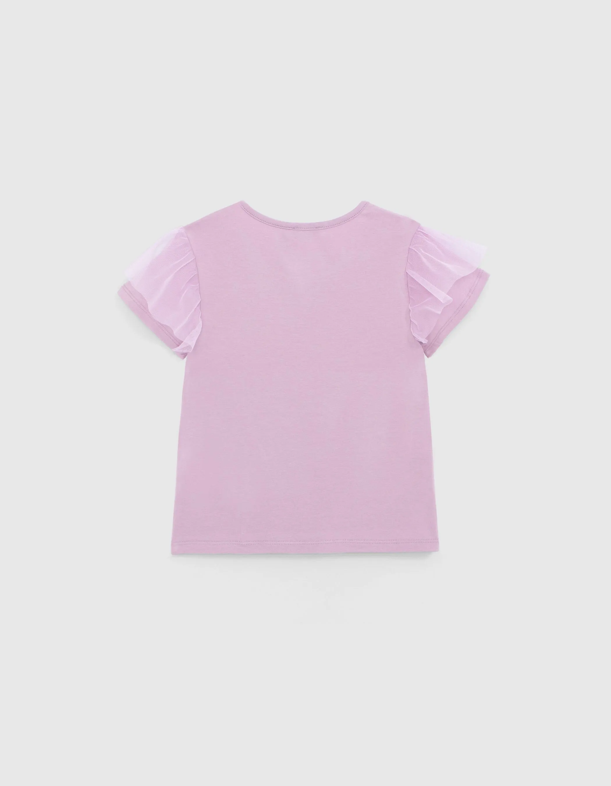 T-shirt lavande message manches tulle fille