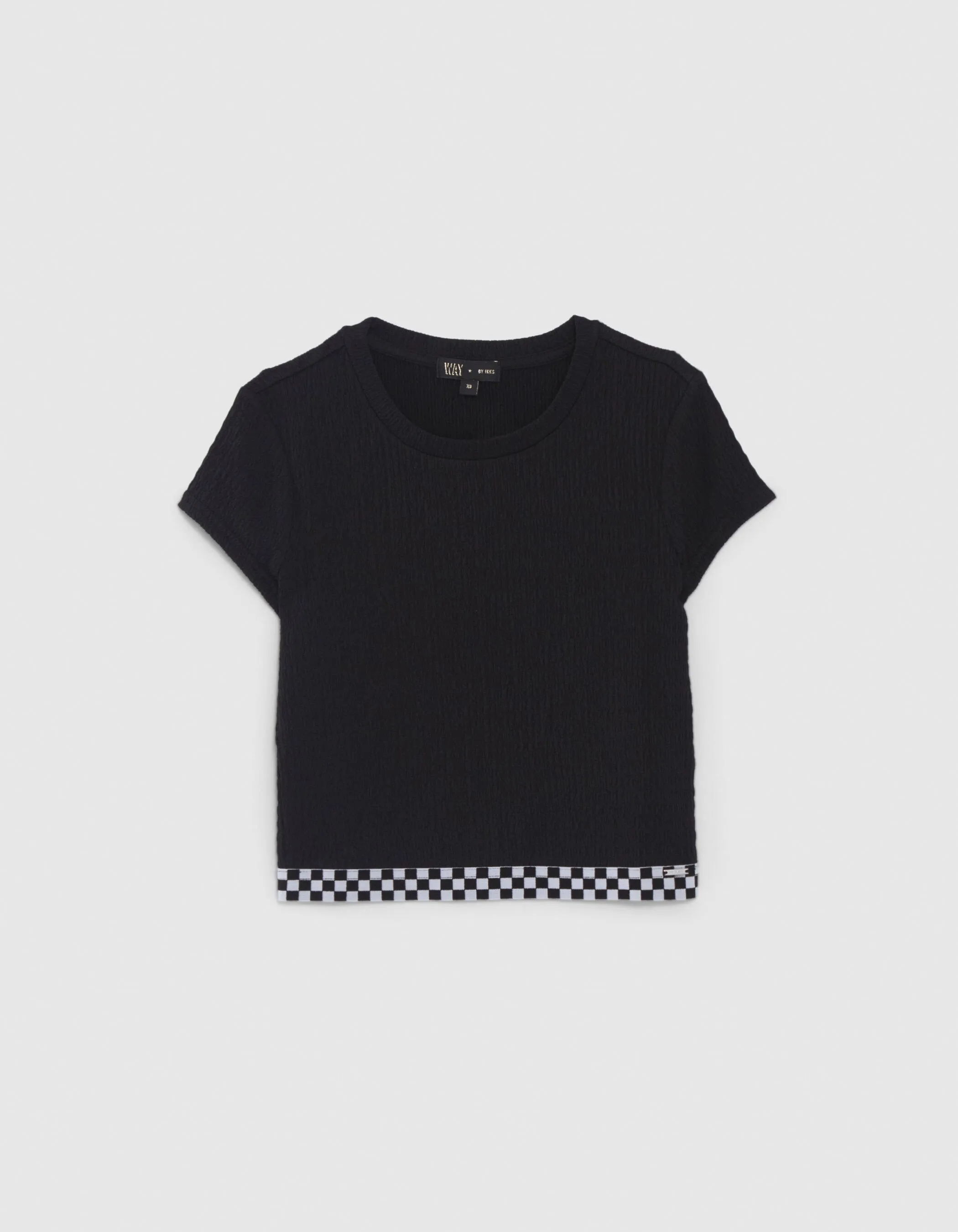 T-shirt noir cropped élastique damier fille