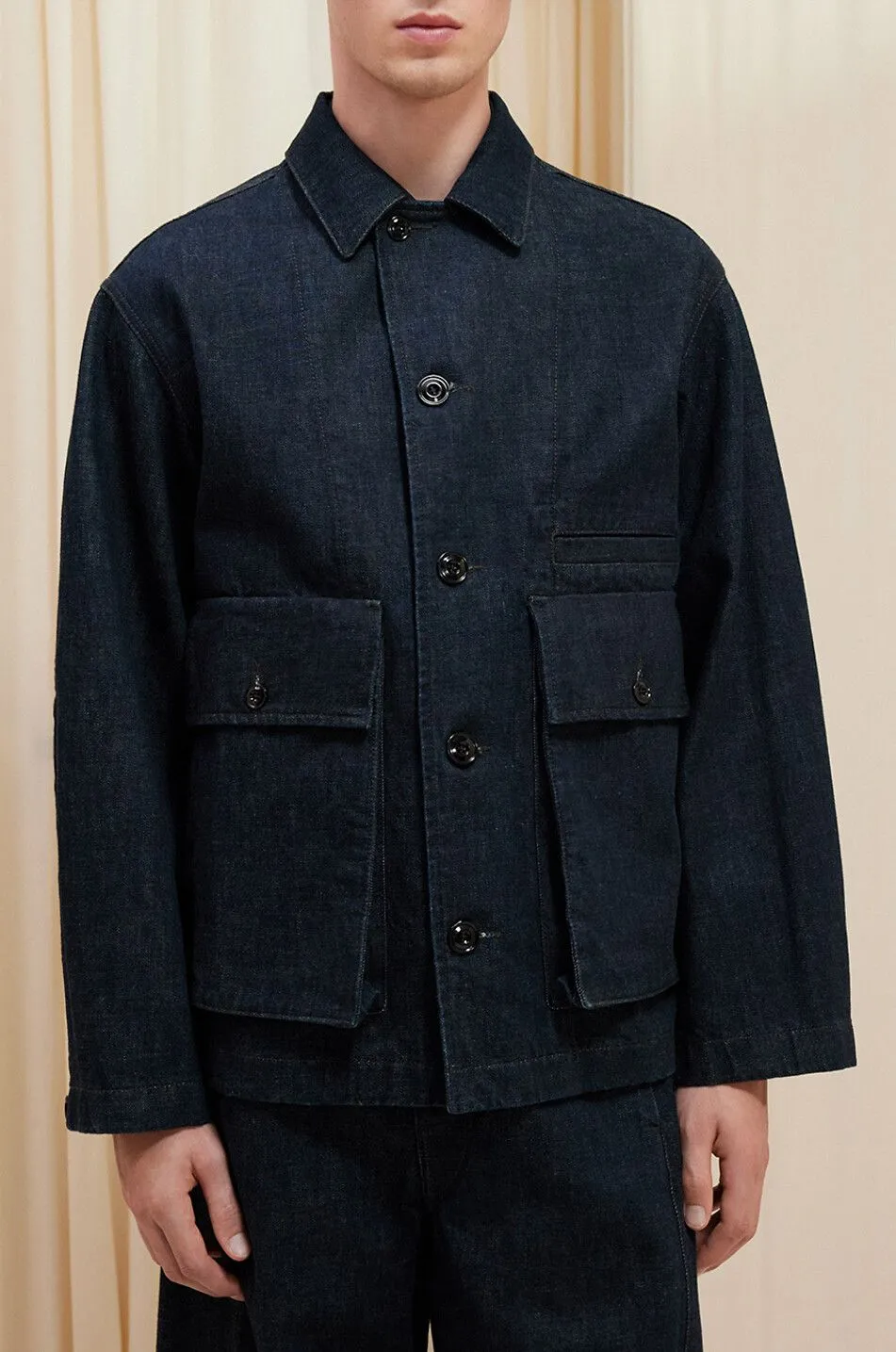 Veste boxy en denim indigo