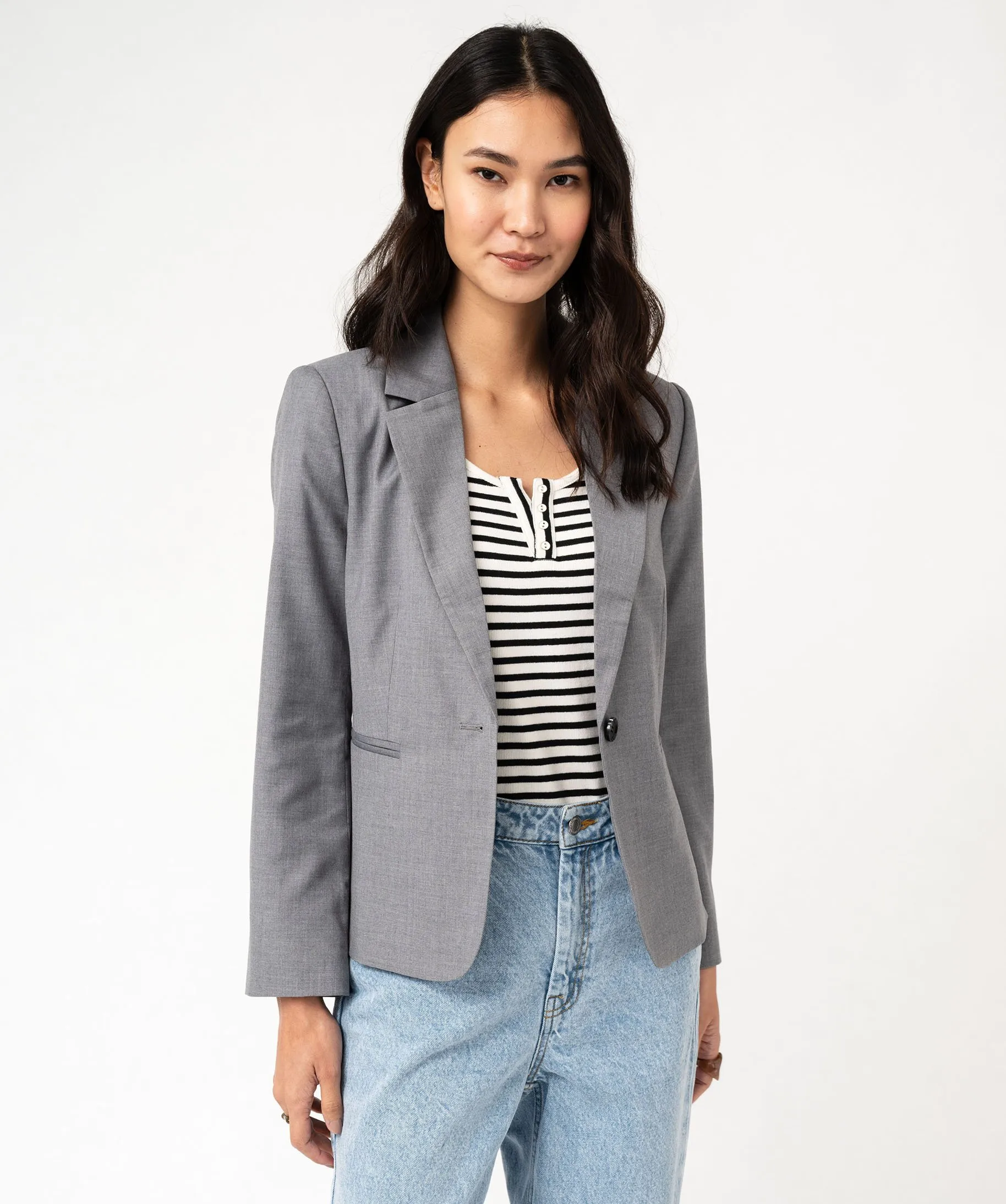 Veste de tailleur chinée femme gris clair