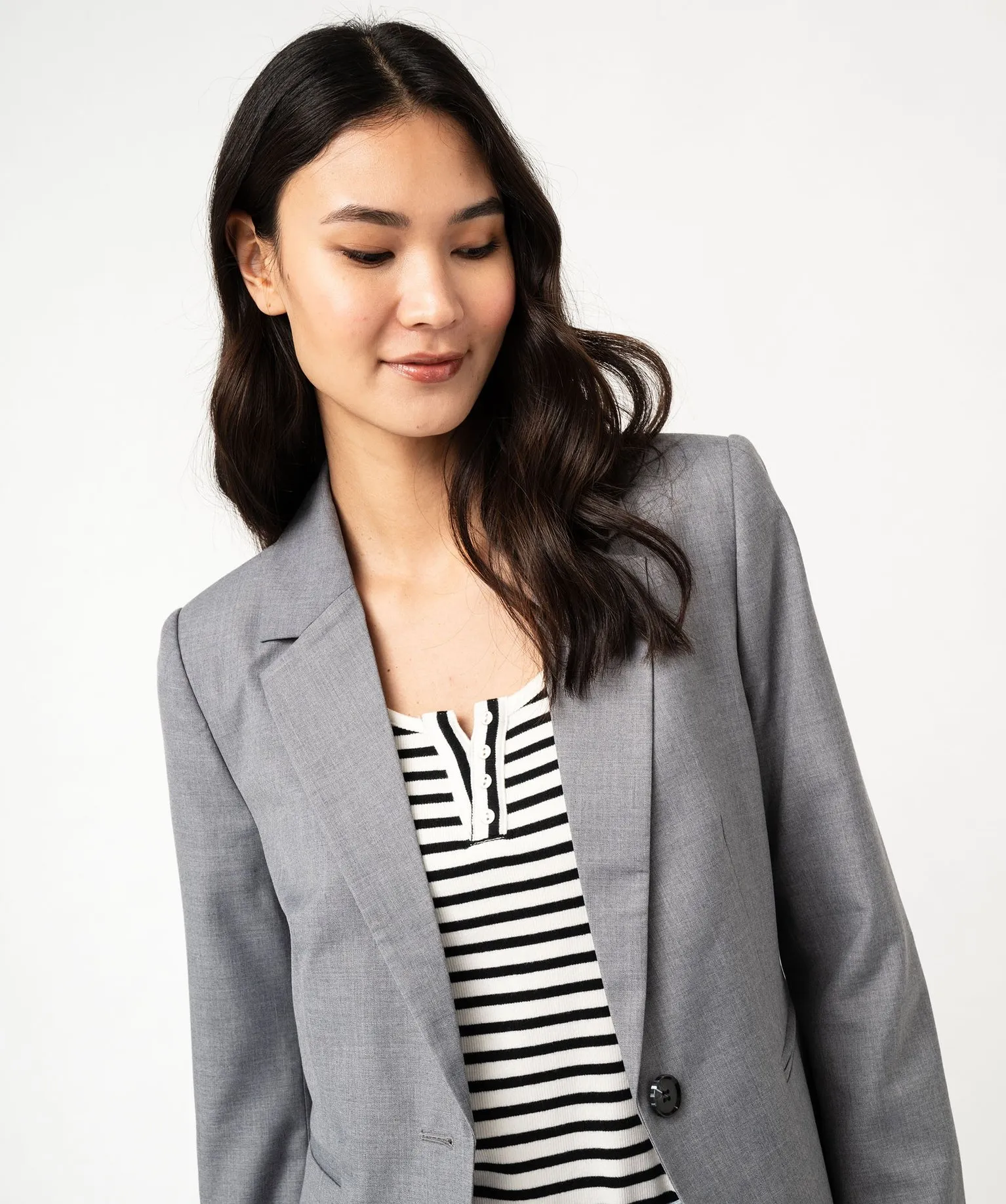 Veste de tailleur chinée femme gris clair