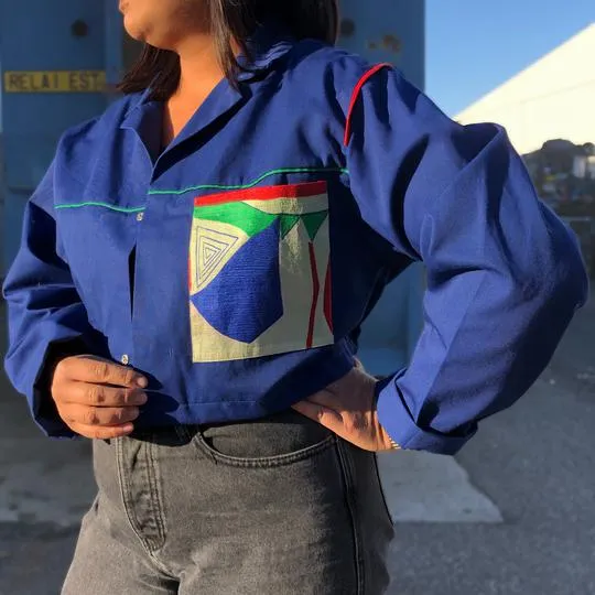 Veste de travail avec poche LEONARDINE "Les Surcyclés du Léopard" - L/XL - Femme